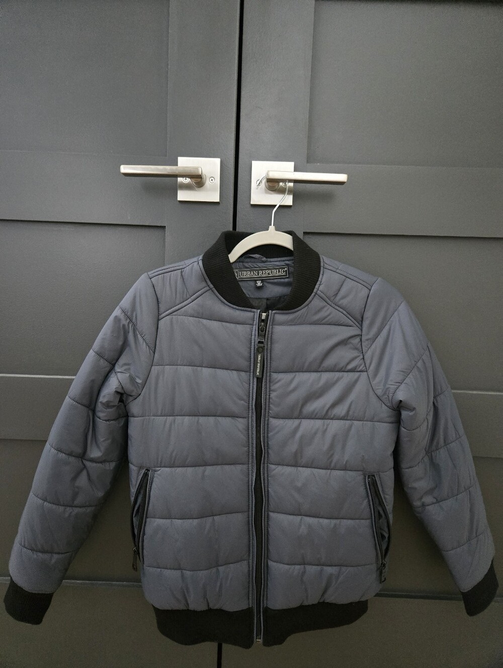 Urban Republic Boys' Gray Quilted Bomber Jacket